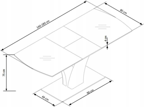 HALMAR stół PALERMO prostokątny rozkładany 140-180x80 biały mat szkło MDF lakierowany stal nierdzewna HALMAR stół PALERMO prostokątny rozkładany 140-180x80 biały mat szkło MDF lakierowany stal nierdzewna