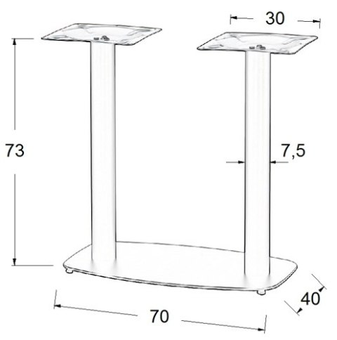 PODSTAWA STOLIKA SH-3052/B - 70x40 cm, protokątna z dwiema nogami - czarna malowana proszkowo PODSTAWA STOLIKA SH-3052/B - 70x40 cm, protokątna z dwiema nogami - czarna malowana proszkowo