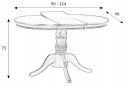 Halmar stół WILLIAM okrągły rozkładany 90-124x90 do jadalni biały MDF + okleina naturalna nogi lite drewno