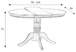 Halmar stół WILLIAM okrągły rozkładany 90-124x90 do jadalni biały MDF + okleina naturalna nogi lite drewno