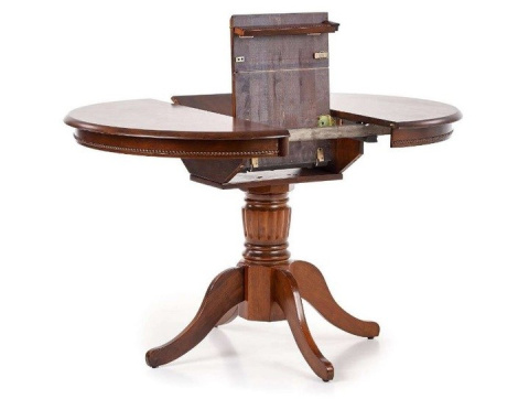 STÓŁ ROZKŁADANY OKRĄGŁY WILLIAM CIEMNY ORZECH MDF + okleina naturalna DREWNO 90-124x90 Halmar STÓŁ ROZKŁADANY OKRĄGŁY WILLIAM CIEMNY ORZECH MDF + okleina naturalna DREWNO 90-124x90 Halmar