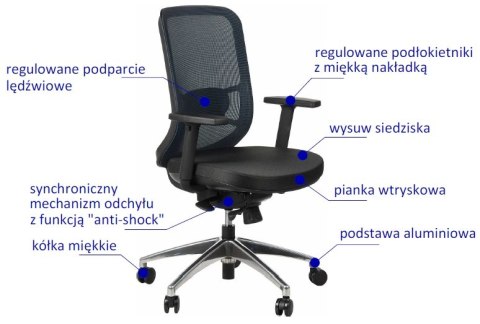 Fotel obrotowy GN-310/ALU NIEBIESKI - krzesło biurowe do biurka - TILT Fotel obrotowy GN-310/ALU NIEBIESKI - krzesło biurowe do biurka - TILT