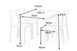 Halmar zestaw MALCOLM stół + 4 krzesła dąb sonoma MDF laminowany, stal malowana 110x70