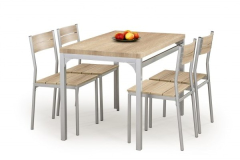 Halmar zestaw MALCOLM stół + 4 krzesła dąb sonoma MDF laminowany, stal malowana 110x70 Halmar zestaw MALCOLM stół + 4 krzesła dąb sonoma MDF laminowany, stal malowana 110x70