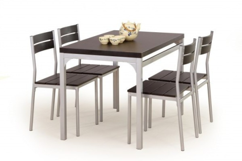 STÓŁ + 4 KRZESŁA ZESTAW MALCOLM Halmar WENGE płyta laminowana STELAŻE stal malowana proszkowo STÓŁ + 4 KRZESŁA ZESTAW MALCOLM Halmar WENGE płyta laminowana STELAŻE stal malowana proszkowo