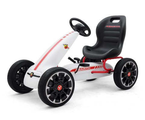 Milly Mally Pojazd Gokart na pedały Abarth White Biały konstrukcja metalowa osłony plastikowe hamulec ręczny 3 lata +