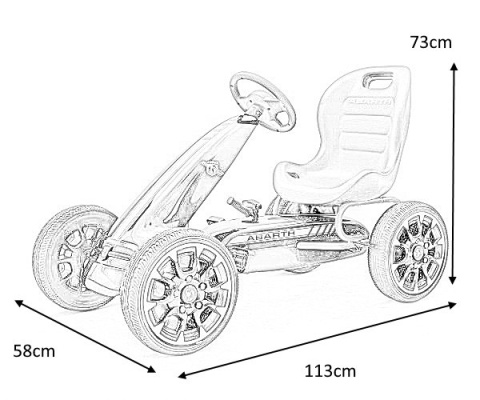 Milly Mally Pojazd Gokart na pedały Abarth White Biały konstrukcja metalowa osłony plastikowe hamulec ręczny 3 lata + Milly Mally Pojazd Gokart na pedały Abarth White Biały konstrukcja metalowa osłony plastikowe hamulec ręczny 3 lata +