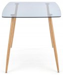 Halmar stół NEXT prostokątny blat szkło - dymiony, nogi stal malowana - dąb miodowy 130x80
