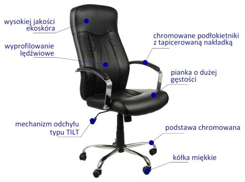 Fotel obrotowy ZN-9152 CZARNY - krzesło biurowe do biurka - TILT Fotel obrotowy ZN-9152 CZARNY - krzesło biurowe do biurka - TILT