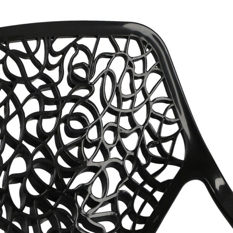 D2.DESIGN Krzesło Cepelia czarne siedzisko tworzywo wzór przypomina winorośl podstawa stal chromowana można sztaplować D2.DESIGN Krzesło Cepelia czarne siedzisko tworzywo wzór przypomina winorośl podstawa stal chromowana można sztaplować