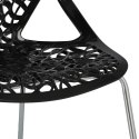 D2.DESIGN Krzesło Cepelia czarne siedzisko tworzywo wzór przypomina winorośl podstawa stal chromowana można sztaplować D2.DESIGN Krzesło Cepelia czarne siedzisko tworzywo wzór przypomina winorośl podstawa stal chromowana można sztaplować