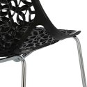 D2.DESIGN Krzesło Cepelia czarne siedzisko tworzywo wzór przypomina winorośl podstawa stal chromowana można sztaplować D2.DESIGN Krzesło Cepelia czarne siedzisko tworzywo wzór przypomina winorośl podstawa stal chromowana można sztaplować
