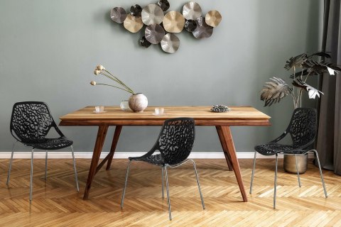 D2.DESIGN Krzesło Cepelia czarne siedzisko tworzywo wzór przypomina winorośl podstawa stal chromowana można sztaplować D2.DESIGN Krzesło Cepelia czarne siedzisko tworzywo wzór przypomina winorośl podstawa stal chromowana można sztaplować