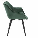 Intesi tapicerowane Krzesło Fotel Lord zielone 65 tkanina velvet nogi metal malowany proszkowo czarny z podłokietnikami
