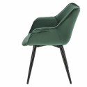 Intesi tapicerowane Krzesło Fotel Lord zielone 65 tkanina velvet nogi metal malowany proszkowo czarny z podłokietnikami Intesi tapicerowane Krzesło Fotel Lord zielone 65 tkanina velvet nogi metal malowany proszkowo czarny z podłokietnikami