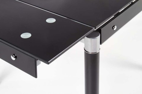 STÓŁ ROZKŁADANY KENT CZARNY 80-130x80 blat SZKŁO stelaż STAL malowana Halmar STÓŁ ROZKŁADANY KENT CZARNY 80-130x80 blat SZKŁO stelaż STAL malowana Halmar