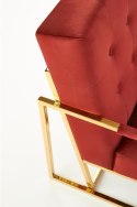 Halmar PRIUS fotel wypoczynkowy, tapicerka - bordowy, stelaż - złoty