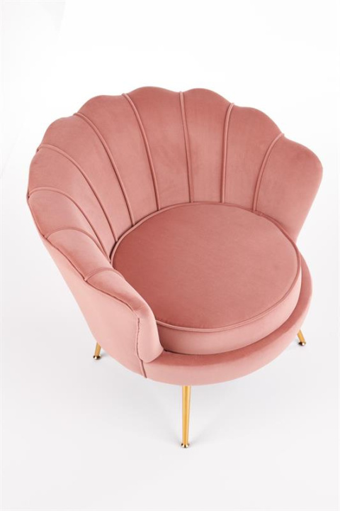Halmar AMORINITO fotel wypoczynkowy tkanina jasny różowy / złoty materiał: tkanina velvet/ stal chromowana Halmar AMORINITO fotel wypoczynkowy tkanina jasny różowy / złoty materiał: tkanina velvet/ stal chromowana