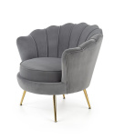 Halmar AMORINITO fotel wypoczynkowy popielaty / złoty materiał: tkanina velvet/ stal chromowana Halmar AMORINITO fotel wypoczynkowy popielaty / złoty materiał: tkanina velvet/ stal chromowana