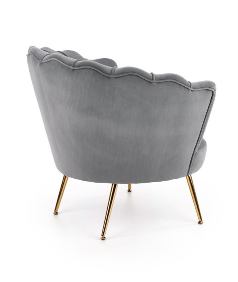 Halmar AMORINITO fotel wypoczynkowy popielaty / złoty materiał: tkanina velvet/ stal chromowana Halmar AMORINITO fotel wypoczynkowy popielaty / złoty materiał: tkanina velvet/ stal chromowana