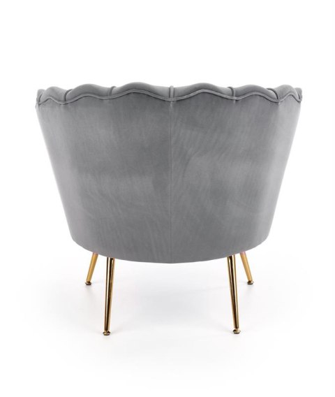 Halmar AMORINITO fotel wypoczynkowy popielaty / złoty materiał: tkanina velvet/ stal chromowana Halmar AMORINITO fotel wypoczynkowy popielaty / złoty materiał: tkanina velvet/ stal chromowana