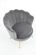 Halmar AMORINITO fotel wypoczynkowy popielaty / złoty materiał: tkanina velvet/ stal chromowana