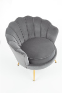 Halmar AMORINITO fotel wypoczynkowy popielaty / złoty materiał: tkanina velvet/ stal chromowana Halmar AMORINITO fotel wypoczynkowy popielaty / złoty materiał: tkanina velvet/ stal chromowana