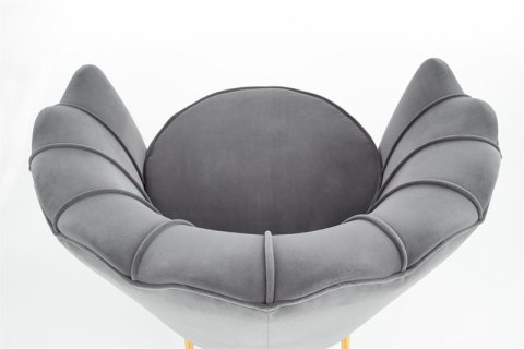 Halmar AMORINITO fotel wypoczynkowy popielaty / złoty materiał: tkanina velvet/ stal chromowana Halmar AMORINITO fotel wypoczynkowy popielaty / złoty materiał: tkanina velvet/ stal chromowana