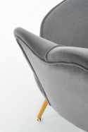 Halmar AMORINITO fotel wypoczynkowy popielaty / złoty materiał: tkanina velvet/ stal chromowana