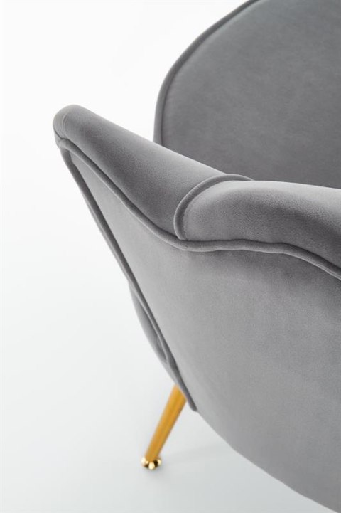 Halmar AMORINITO fotel wypoczynkowy popielaty / złoty materiał: tkanina velvet/ stal chromowana Halmar AMORINITO fotel wypoczynkowy popielaty / złoty materiał: tkanina velvet/ stal chromowana