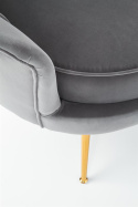 Halmar AMORINITO fotel wypoczynkowy popielaty / złoty materiał: tkanina velvet/ stal chromowana Halmar AMORINITO fotel wypoczynkowy popielaty / złoty materiał: tkanina velvet/ stal chromowana