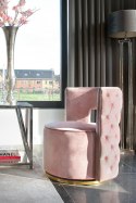 Richmond Interiors RICHMOND fotel obrotowy JAMIE PINK VELVET podstawa złota