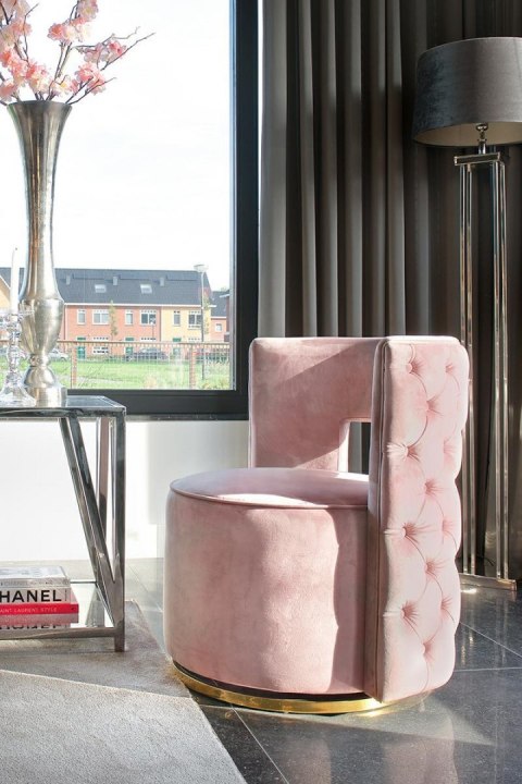 Richmond Interiors RICHMOND fotel obrotowy JAMIE PINK VELVET podstawa złota Richmond Interiors RICHMOND fotel obrotowy JAMIE PINK VELVET podstawa złota
