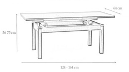 SIGNAL ŁAWOSTÓŁ KLEOPATRA KOLOR VENGE 124(164)x64x56(75) laminat + PCV obrzeża nogi drewno