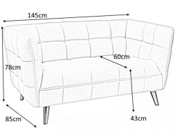 SIGNAL SOFA KANAPA CASTELLO 2 TAPICEROWANA TKANINA VELVET CZARNY BLUVEL 19 / DREWNO WENGE DEKORACYJNE PRZESZYCIA OZD. GUZIKAMI