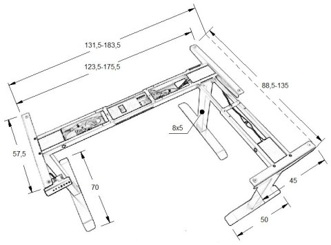 STELAŻ KĄTOWY Z ELEKTRYCZNĄ REGULACJĄ WYSOKOŚCI UT04-2T/90A/A aluminium STELAŻ KĄTOWY Z ELEKTRYCZNĄ REGULACJĄ WYSOKOŚCI UT04-2T/90A/A aluminium