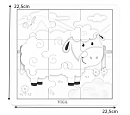 Viga Viga 51437 Puzzle na podkładce 9 elementów - owieczka