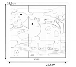 Viga Viga 51443 Puzzle na podkładce 9 elementów - hipopotam