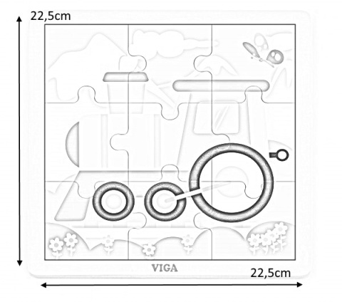 Viga Viga 51446 Puzzle na podkładce 9 elementów - ciuchcia Viga Viga 51446 Puzzle na podkładce 9 elementów - ciuchcia