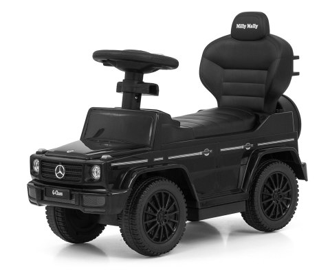 Milly Mally Pojazd z rączką MERCEDES G350d Black Czarny Jeździk Pchacz kierownica z logo klakson wysuwane podnóżki schowek 12m+ Milly Mally Pojazd z rączką MERCEDES G350d Black Czarny Jeździk Pchacz kierownica z logo klakson wysuwane podnóżki schowek 12m+