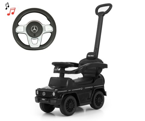 Milly Mally Pojazd z rączką MERCEDES G350d Black Czarny Jeździk Pchacz kierownica z logo klakson wysuwane podnóżki schowek 12m+ Milly Mally Pojazd z rączką MERCEDES G350d Black Czarny Jeździk Pchacz kierownica z logo klakson wysuwane podnóżki schowek 12m+