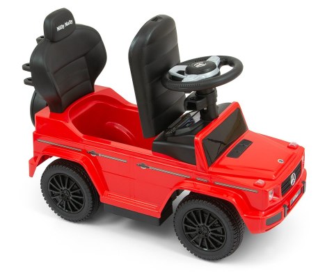 Milly Mally Pojazd z rączką MERCEDES G350d Black Czarny Jeździk Pchacz kierownica z logo klakson wysuwane podnóżki schowek 12m+ Milly Mally Pojazd z rączką MERCEDES G350d Black Czarny Jeździk Pchacz kierownica z logo klakson wysuwane podnóżki schowek 12m+