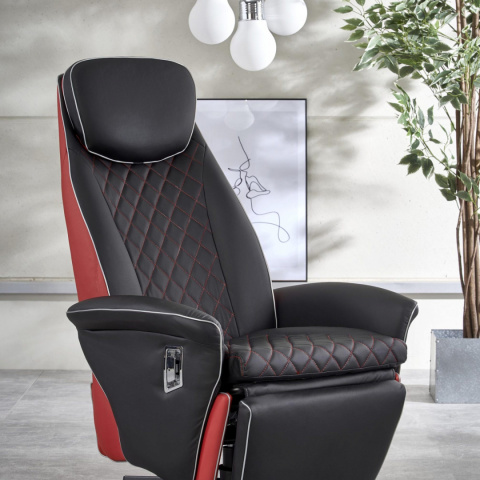 Halmar CAMARO fotel wypoczynkowy czarny / czerwony materiał: ekoskóra / stal malowana proszkowo Halmar CAMARO fotel wypoczynkowy czarny / czerwony materiał: ekoskóra / stal malowana proszkowo