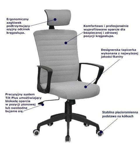 Halmar BENDER fotel pracowniczy obrotowy do biurka popiel mechanizm TILT Halmar BENDER fotel pracowniczy obrotowy do biurka popiel mechanizm TILT