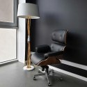 King Home Fotel biurowy obrotowy LOUNGE GUBERNATOR czarny - sklejka orzech skóra naturalna stal polerowana na kółkach regulowany