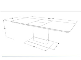 STÓŁ PALLAS ROZKŁADANY CERAMIC SIGNAL MDF + CERAMIKA SZARY EFEKT MARMURU / STELAŻ MDF + STAL SZCZOTKOWANA CZARNY MAT 160(210)x90