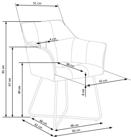 Halmar K377 krzesło Ciemno Zielone/Czarne tkanina velvet / stal