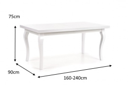 Halmar stół MOZART 160-240x90 biały MDF laminowany obrzeża ABS, nogi lite drewno bukowe