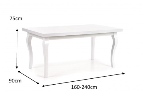 Halmar stół MOZART 160-240x90 biały MDF laminowany obrzeża ABS, nogi lite drewno bukowe Halmar stół MOZART 160-240x90 biały MDF laminowany obrzeża ABS, nogi lite drewno bukowe