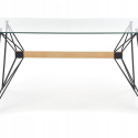 Halmar stół szklany ALLEGRO blat bezbarwny podstawa metal czarny / drewno lite buk 160x80